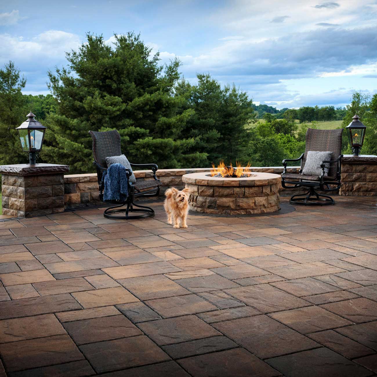 Backyard with Lafitt Rustic Slab paver stones